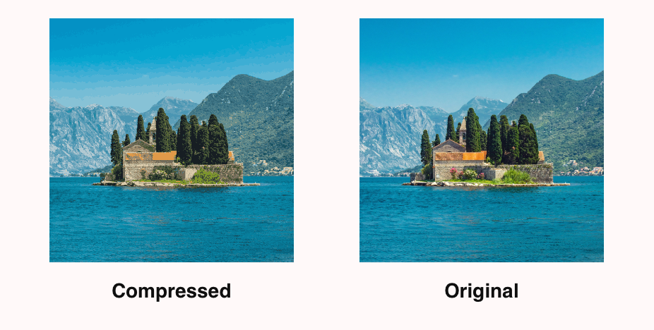 Compressed image next to uncompressed image
